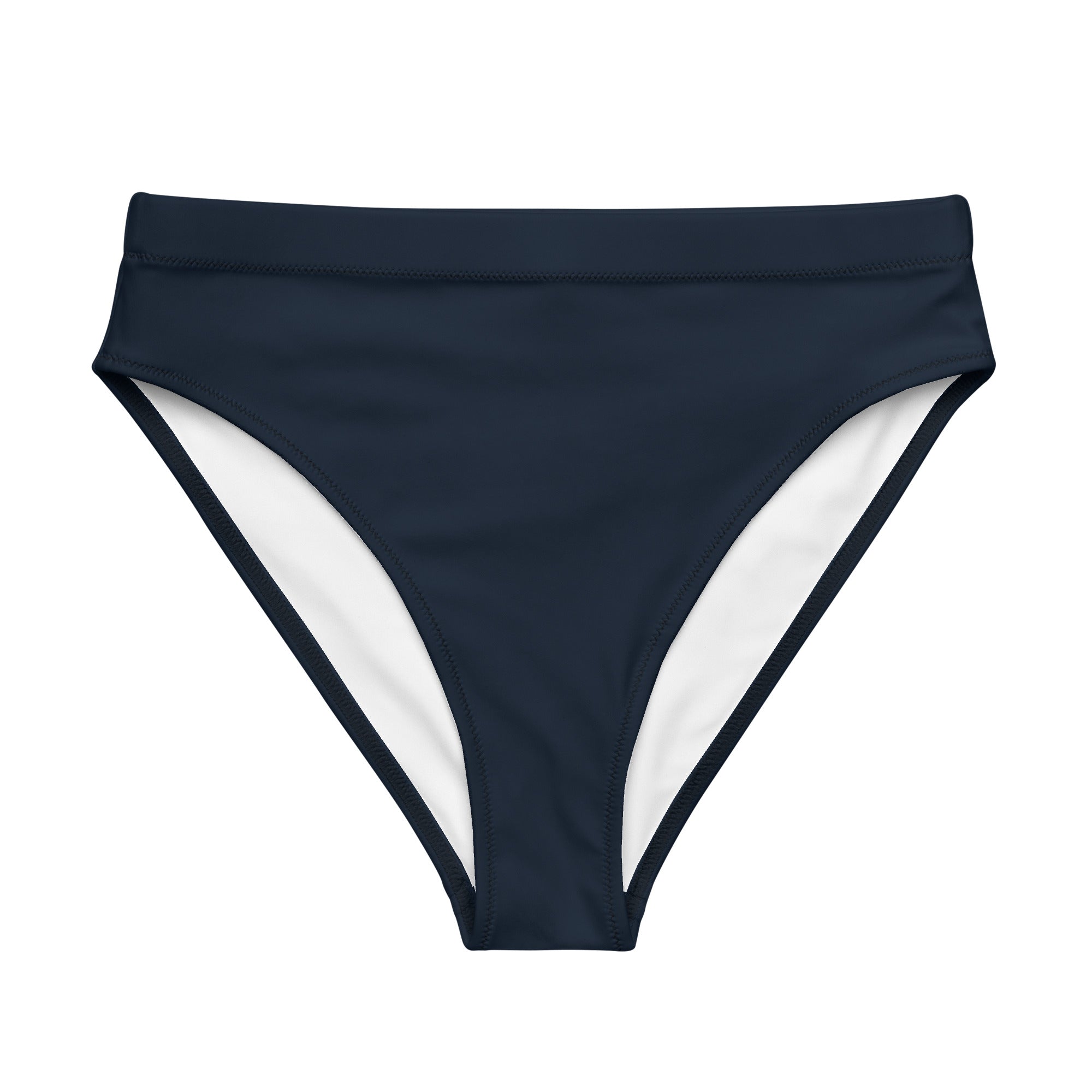 Eco-Friendly Recycled High-Waisted Bikini Bottom - Navy Blue