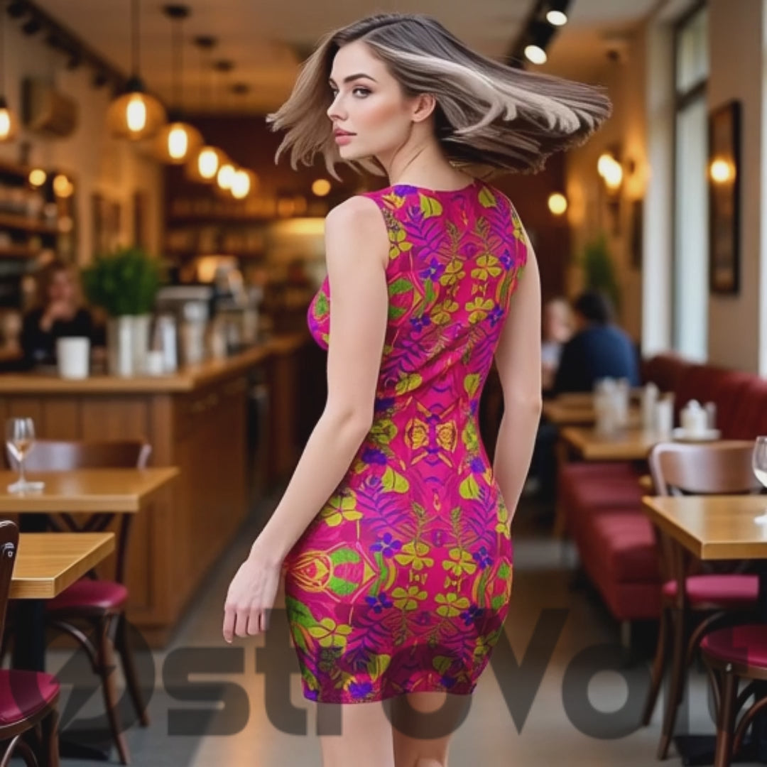 Electric Tropical Fusion Bodycon Dress