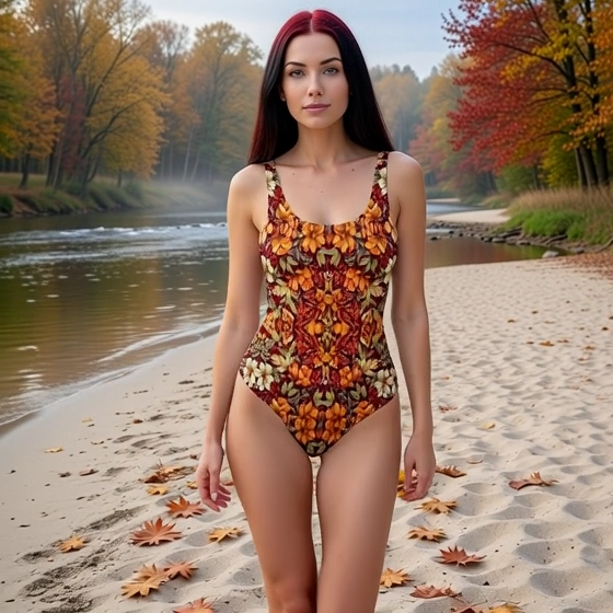 Autumn Harvest Floral One-Piece Swimsuit
