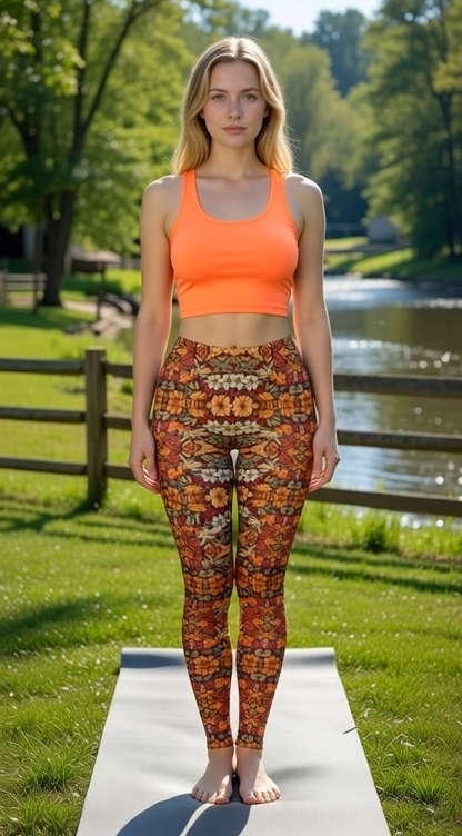 Autumn Marigold Kaleidoscope Leggings