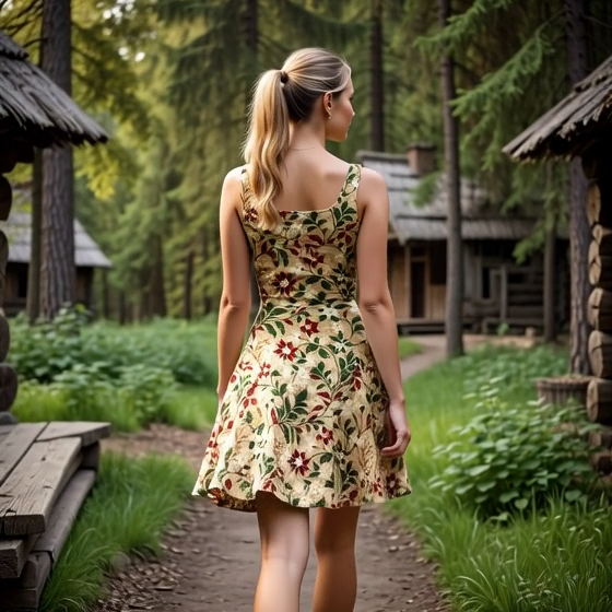 Vintage Botanical Floral Skater Dress – All-Over Print Charm