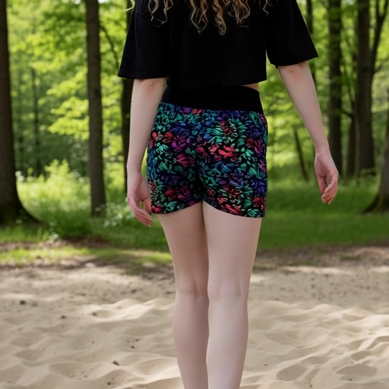 Neon Botanical Glow High-Waisted Yoga Shorts | Vibrant All-Over Print Activewear